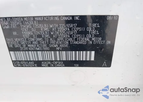 2010 Toyota Rav4 Limited из США, поврежденный, VIN 2T3YF4DV7AW051880